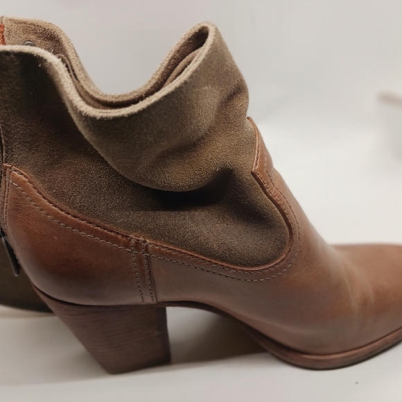 Frye Brown Tessa Short Suede Zippered Bootie - Picture 4 of 15